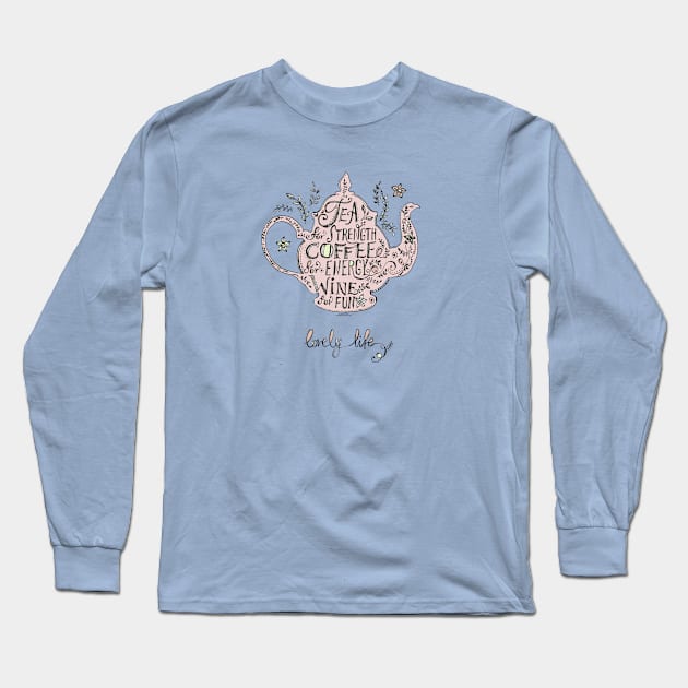 Tea_Coffee_Wine. Long Sleeve T-Shirt by FanitsaArt